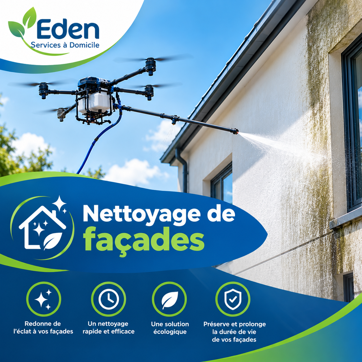 Nettoyage de facades par drone