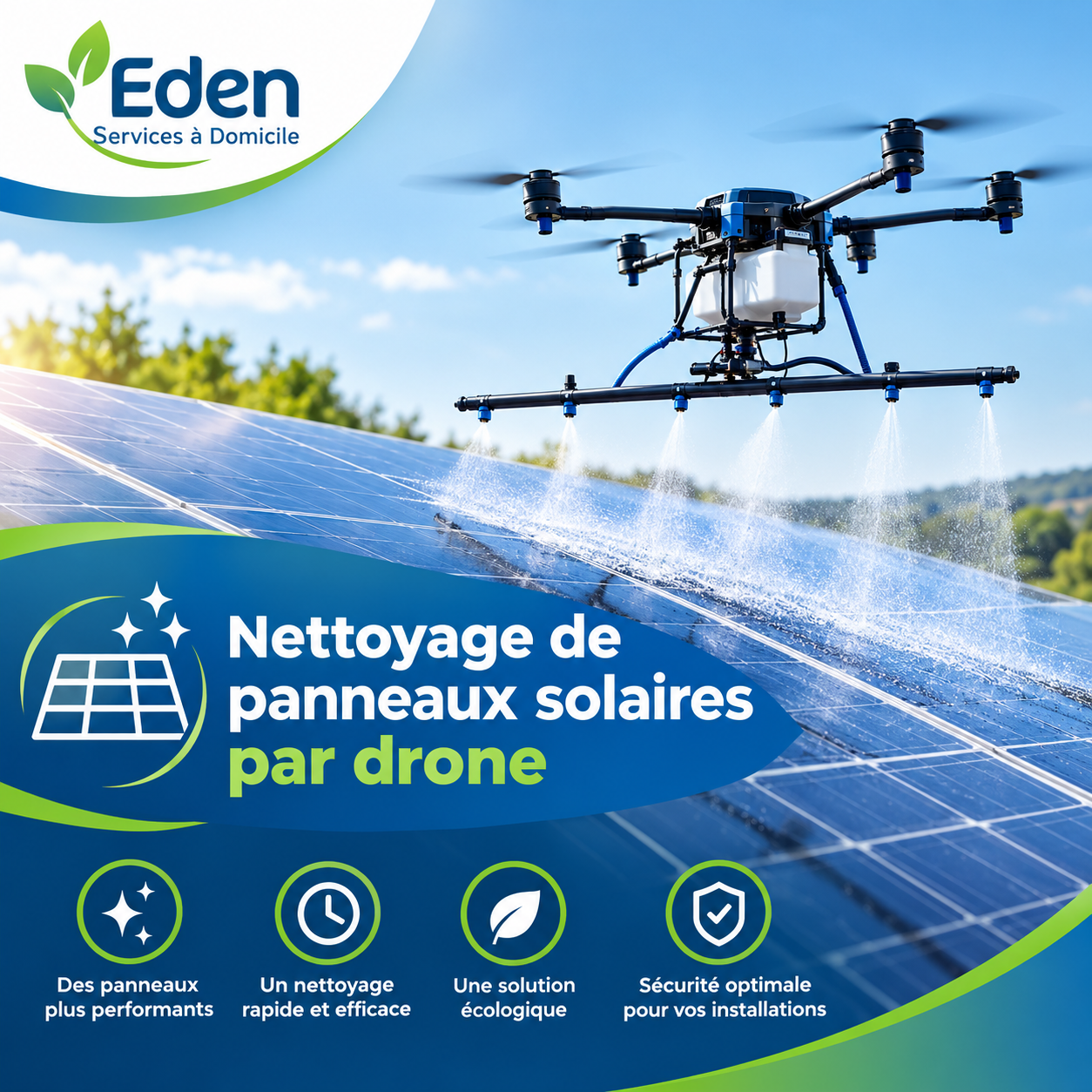 Nettoyage solaire par drone